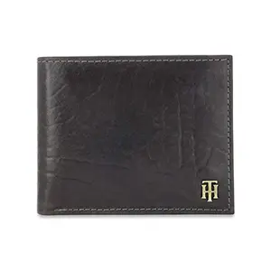 Tommy Hilfiger Rowley Leather Global Coin Wallet for Men - Grey, 4 Card Slots