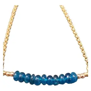 LKBEADS Gold Plated Bracelet with Blue Smooth Neon Blue Apatite Beads – Rondelle 3.5-4mm – 7 inch Adjustable – For Men & Women|LK_STACK_05136