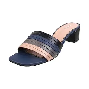 Mochi Women Black MULT Block Heel Fashion Slip-on Sandal UK/5 EU/38 (41-4169)