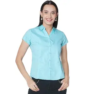 LIANAFASHION Women's Half Sleeve Solid Formal Shirt (X-Small, Sea Green)