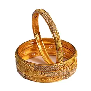 Generic Kalaivan - Brass Golden Color Plated Bangles For Women's - Pack of 4 (2.10)