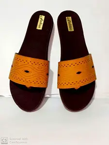 Yellow Flat Fashion Sandals (39 EU)