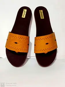 Yellow Flat Fashion Sandals (42EU)
