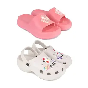 Premium Comfortable Regular Wear women Slider with Clogs Sandal for women's & Girls-COMBO(2)-O15-O10-7(COMBO(2)-O15-O10-7_BZ)-EURO-38