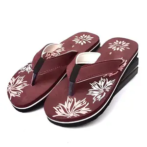 Women's EVA Flip Flops with Anti-Slip Rubber Sole Lightweight Comfortable Slippers for Home Beach & Casual (Brown-7)