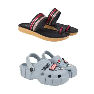 ZENWEAR Extra Soft Classic Casual wear with Flexibility Technology Sandal Combo for Women's/Girl's(6144+1984)(6) Multicolor