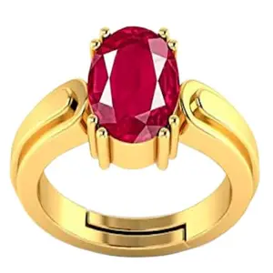 8.00 Carat Natural Ruby Manik Ring, Adjustable Panchdhatu Ring, Gold Plated Oval Cut Stone, Unisex