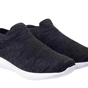RESTINSHOES Lightweight Slip-On Casual Shoes for Men | Comfortable Knit Fabric Design Walking Shoes (SOC-01-BLK-7) Black