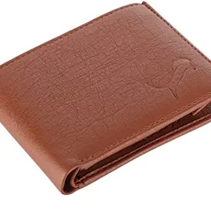WILD EDGE Tan Men's Wallet in Two-Fold/Bi-Fold Design with Flap Closure | Smart and Formal Artificial Leather Wallet for Men (Tan)