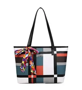 Women's Faux Leather Zipper ToteBag (Multicolor)-PID58804