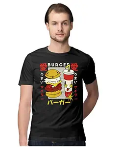 Men's Regular Fit T-Shirt Burger & Soda - Retro Style 100% Cotton T-Shirt Black; _BURSORSYM-Black S Men Round_bz