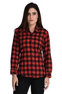 Aditii's Mantra Check Shirt for Women (Small, Red & Black)