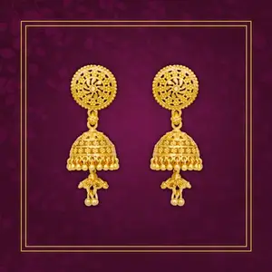 Drashti Collection Traditional Gold Platted Jumkhi Earrings Collection Brass Jhumki Earring ()_BZ_ERG1176