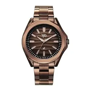 Fastrack Vyb Drift Quartz Analog Brown Dial Brown Stainless Steel Strap Watch for Men - FV30038QM01W