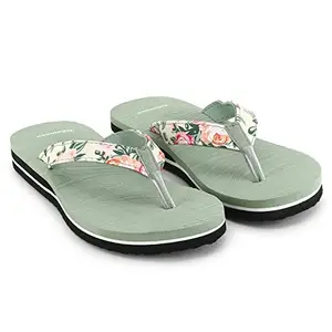 Dhamasa Stylish fashion embossed fancy flip flop slipper women & girls (Pista, UK7)