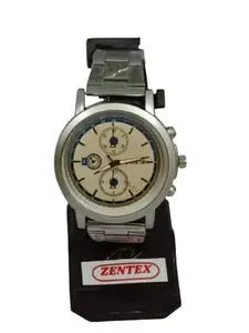ZENTEX - Aanalogue - Mens Wrist Watch Silver Cream - Golden White - Child Wrist Watch Red White (Pack of 3)