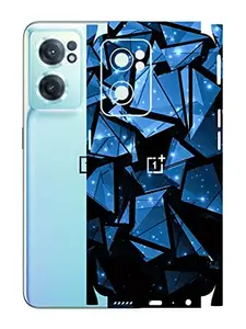 AtOdds - OnePlus Nord CE 2 Mobile Back Skin Rear Screen Guard Protector Film Wrap (Coverage - Back+Camera+Sides) (Blue Crystal)