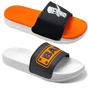 Axter Multicolor Men's Casual Stylish Slides Slippers 7 UK (Set of 2 Pair) (2A)-1703-1704