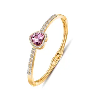 Shining Diva Fashion Valentine Gift For Girlfriend Latest Stylish Gold Plated Crystal Bangle Bracelet for Women and Girls (16237b)