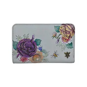 Anuschka Women's Hand-Painted Genuine Leather Two Fold RFID Organiser Wallet - Floral Charm