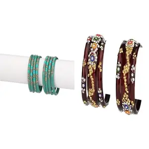 Somil Glass Bangle Combo | Bangles Set For Women | Suitable For Party, Puja & Daily Look, Pack Of 14, Multicolor, Maroon -P515