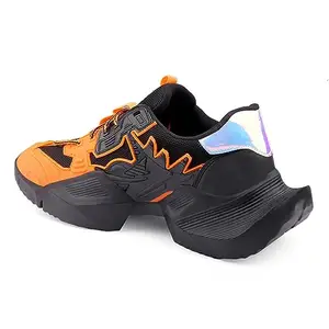 BXXY Men's Textile Material Orange Casual Sports, Running and Walking Lace-Up, Eva Shoes - 7 UK