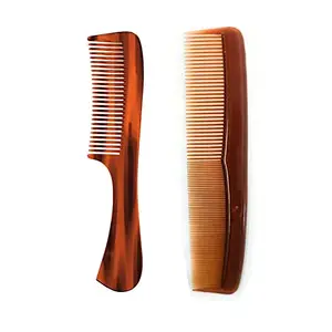 Liv'Oliv 2 Pc Beard, Mustache, & Hair Styling Comb For Grooming - (Brown)