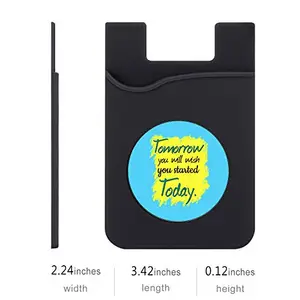 Plan To Gift Set of 3 Cell Phone Card Wallet, Silicone Phone Card Id Cash Wallet with 3M Adhesive Stick-on Today Start Printed Designer Mobile Wallet for Your Phone & Tablet