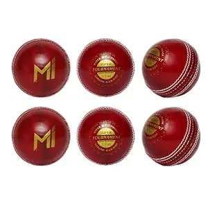 Adidas Playr X Mumbai Indians Super Tournament Leather Cricket Ball Pack of 6 - Red