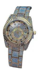 Luxury Women Crystal Watch Fashion Full Bling Rosed Out Diamond Quartz Analog Watch Men Hip Hop Big Dial Round Wristwatch