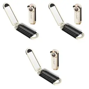 MAYCREATE® Portable Hair Brush with Mirror Folding Comb for Women Cartoon Soft Bristles Travel Girls 3PCS