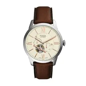 Fossil Men's Townsman Brown Analog Automatic Leather Watch ME3266