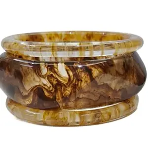 Fuschianet Accessories Broad Shaded Brown 1, Thin Light Brown 2 Resin Stackable Bangles for Women and Girls Set of 3