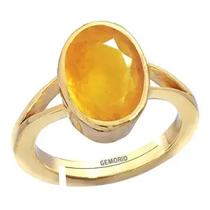 Clara Gemorio Yellow Sapphire Pukhraj 9.3cts or 10.25ratti stone Panchdhatu Adjustable Ring for Men