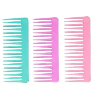 ZAUKY Wide Teeth Multicolor Shampoo Combs for Women, Set of 3