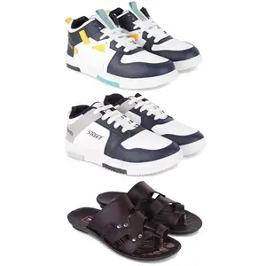 Men's Stylish Casual Shoes | Comfortable & Trendy Daily WearPremium Casual Shoes for MenGR-(3-Combo)-1074-1075-3125-7 Multicolor