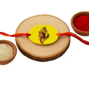Raavi colors Bhagwan Ganesh Rakhi piece kid simple girl single boys girls
