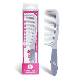 Majestique Rubber Grip Handle Comb - Perfect for Styling & Detangling Hair - Comfortably & Easily Style Hair