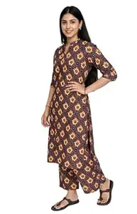 Women’s Pure Cotton Fabric Flower Printed A Line Kurta with Matching Pant