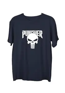 Wear Your Opinion Graphic Printed T-Shirt (Design: Punisher,Navy,Medium)