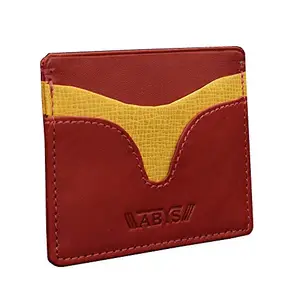 ABYS Genuine Leather Red & Yellow Card Cases & Money Organizers for Men and Women