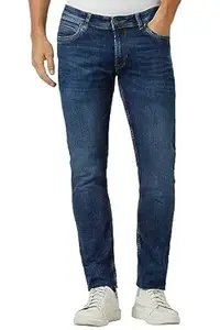 Peter England Men's Slim Tapered Stretchable Twill Jeans