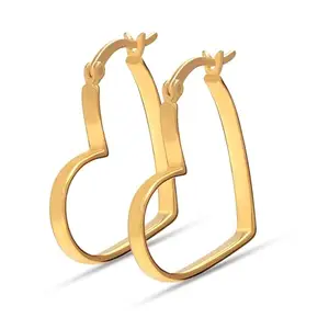 LeCalla 925 Sterling Silver BIS Hallmarked 14K Gold Plated Small Heart Click Top Hoop Earrings for Women and Girls