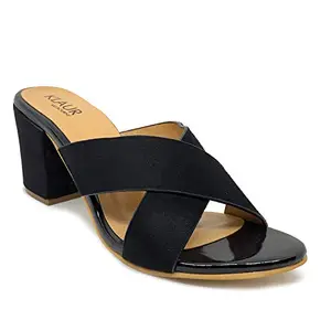 KLAUR MELBOURNE Women Black Casual Block Heel Sandals 3 Inch Heel 2691