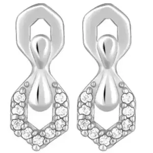 Royal silvers 925 Sterling Silver Glittering Hexagon Earrings for Women and Girls Zircon Sterling Silver Stud Earring