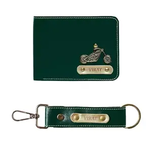 The Unique Gift Studio Leather Men's Wallet and Keychain Combo Pack for Gift/Combo Set - Green 8