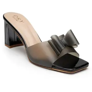 NATSHUZ Casual Slip-on Block Heel 12141-Black Fashion Sandal for Womens and Girls for Fashion | Wedding | Party & Style