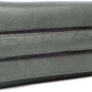 REEDOM FASHION Genuine Leather Women Evening/Party, Travel, Ethnic, Casual, Trendy, Formal Grey Genuine Leather Wallet (4 Card Slots) (Grey) (RF4640)