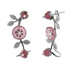 Voylla Bloom 925 Sterling Silver Statement Earrings|Workwear Earrings For Women|Festive Earrings|Everyday|Party |Gift For Women| (Misaki Ear Cuff)