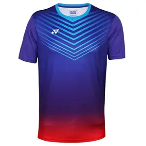 YONEX Polyester Unisex-Adult Printed Regular Fit Tshirt (2462_Deep Purple Xs)